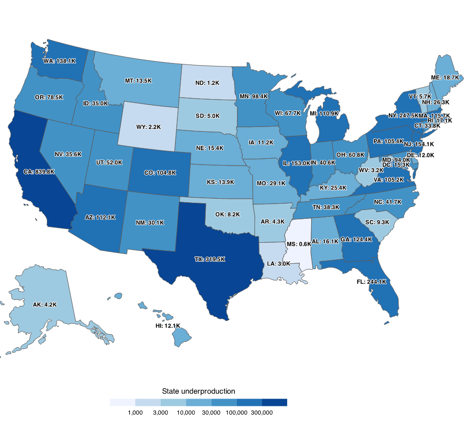 Figure 1: The nominal housing gap by state